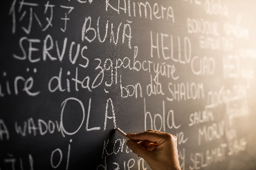 A board with many languages written on it