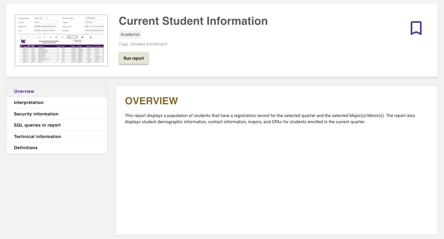 BI Portal Current Student Information