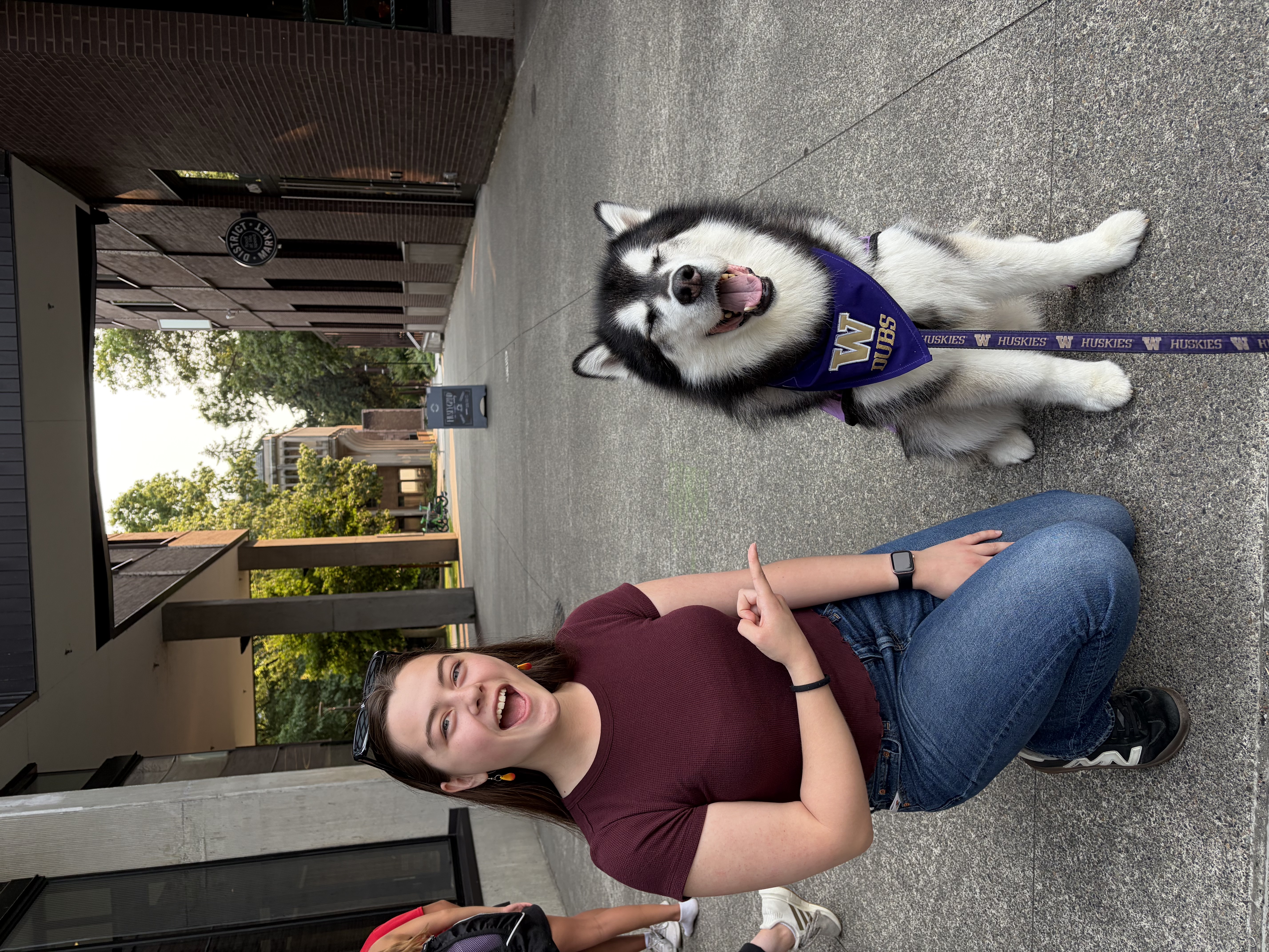 Student with Dubs husky